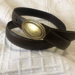 Vintage Izod Lacoste Leather Brass Belt England